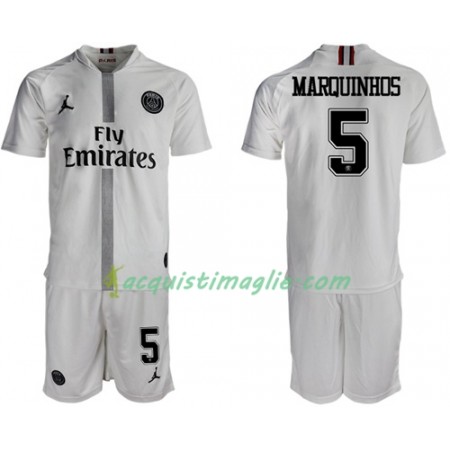 Divisa di Calcio Paris Saint Germain Marquinhos 5 Jodan Bianco Bambino Terza 2018/2019